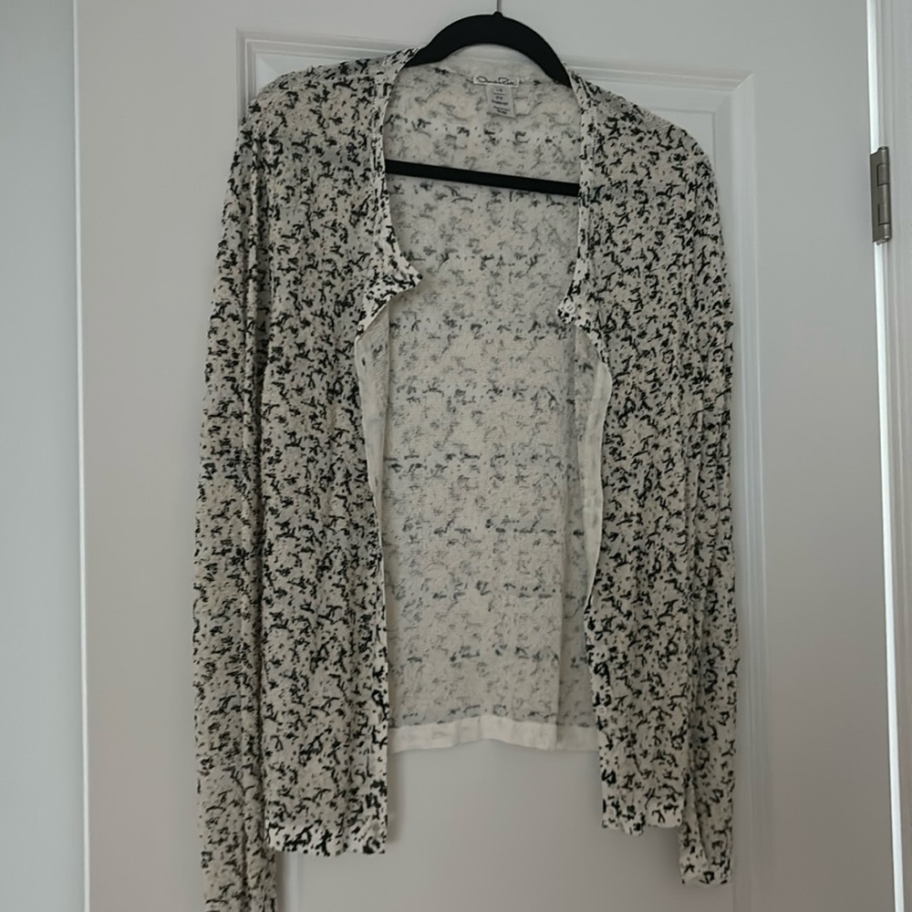 Oscar de la Renta black and white cardigan size L. Worn one time.